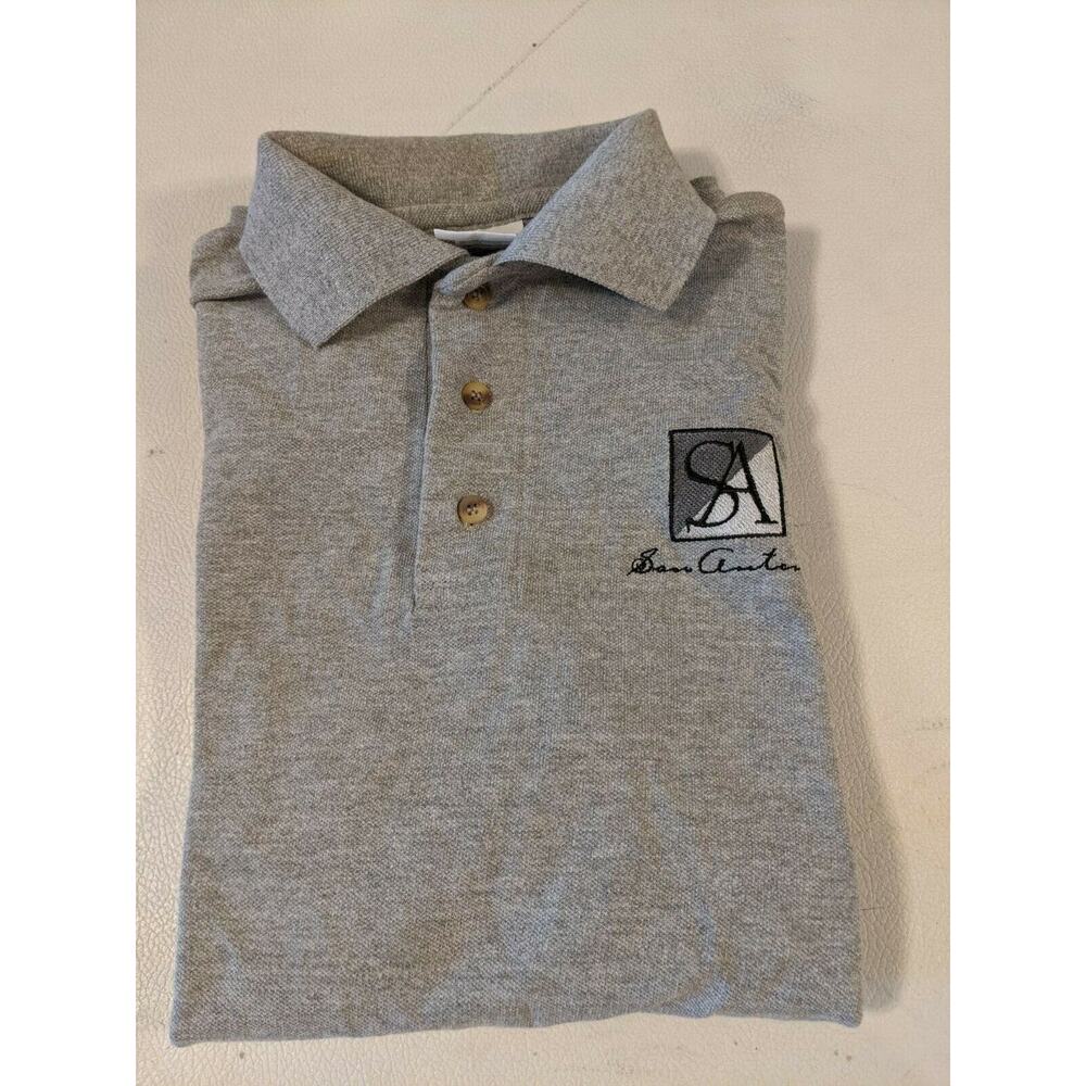 Men’s Golf Polo Shirt Medium Gray Pre-Shrunk San Antonio SA